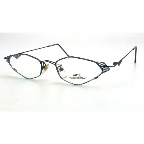 ARTE Eyeglasses Frames mod. 7004 Metal Geometric Blue Hand painted Italy NOS - Picture 1 of 8